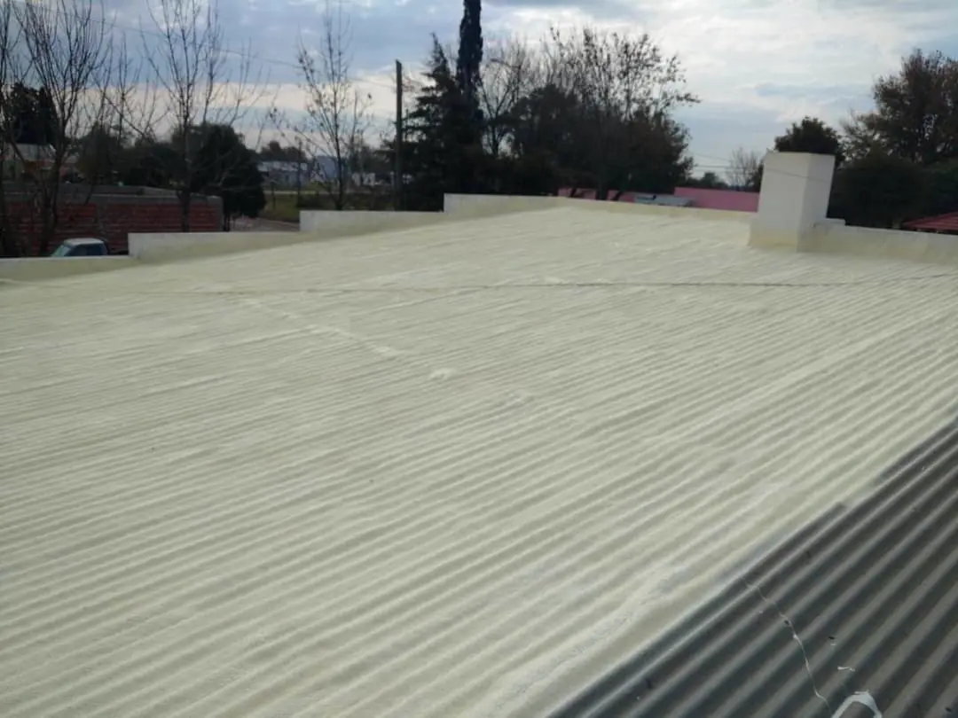 Losa plana con poliuretano expandido aplicado e impermeabilizado en toda la superficie.